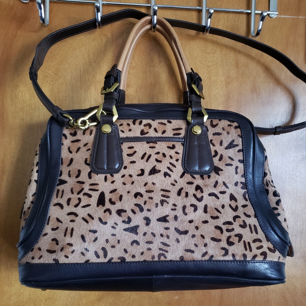 EC OrYany Leopard Print Leather Calf Hair Handbag (Ex-LARGE)